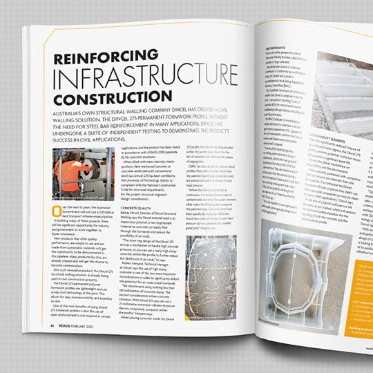 Dincel has recently featured in the February edition of Roads and Infrastructure Magazine.
